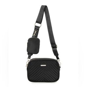 100% Polyamide Elegant Chevron, black Crossbody square bag